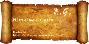 Mittelman Gyula névjegykártya